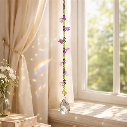 Crystal Prism Suncatcher With Glass Beads - Etsy