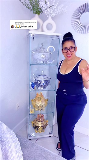 Tempered Glass Display Cabinet with Bluetooth LED Light