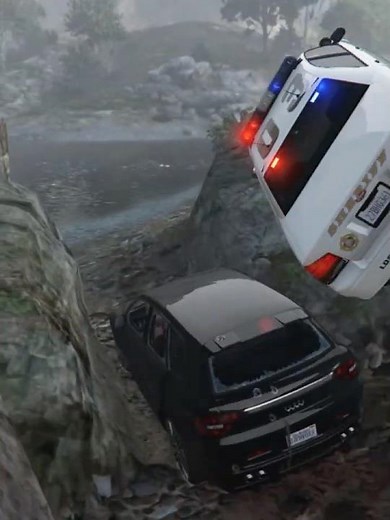 GTA 5 Epic Cliff Fall 😱 Offroad Gone Wrong | Realistic Crash Physics #shorts