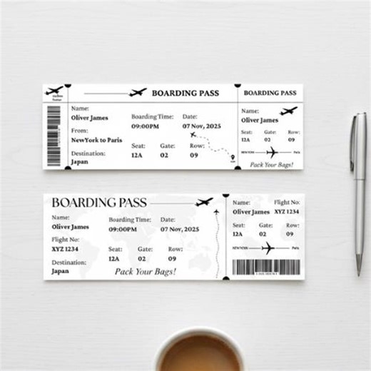 Editable Boarding Pass Canva Template, Surprise Trip Ticket Gift Voucher, Airline Ticket Printable, Travel Reveal Digital Download - Etsy