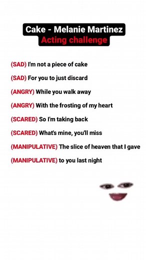 Acting Challenge Using Cake Song - Make A Face Challenge