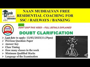 Doubt Clarification for Naan Mudhalvan Free Residential Coaching Class // SSC/RAILWAY/BANKING EXAM