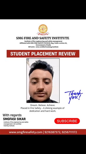 Certificate / Diploma in Fire & Safety Management 🔥 Fire & Safety Field में शानदार Career बनाना चाहते हैं? SMG Fire & Safety Institute लेकर आया है कई तरह के Certificate & Diploma Courses: 🎯 Courses: • Basic Fire Fighting • Diploma in Fire & Safety • Sub Fire Officer & Fire Officer • Construction Safety • Industrial Safety • B.Sc / B.Tech in Fire & Safety Engineering ✔ Practical Theory Classes ✔ Industry Level Training ✔ Placement Support ✔ ISO Certified Institute 📍 Address: SMG Fire & Safety 