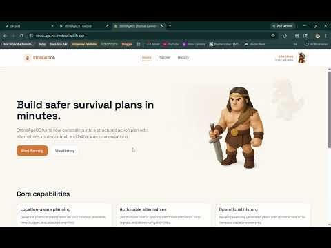 StoneAgeOS AI Survival Planner | Gemini + OpenAI + React + Node | khe.io Hackathon Project Demo
