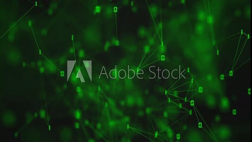 Green binary code background with glowing ones and zeros connected by a plexus network. This digital data connection technology concept background animation is full HD and a seamless loop.