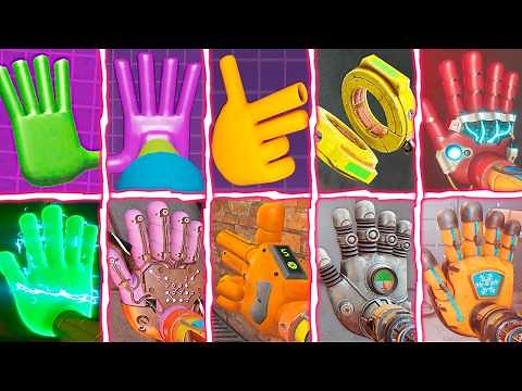 Poppy Playtime: Chapters 1 to 5 - All 7 Color Hands (GrabPack Mechanics & VHS Tapes)