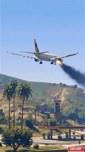 A380 Engine Fire Passes Over Highway Traffic | #planecrash #gta #airplane