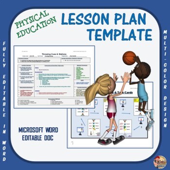 Editable Physical Education Lesson Plan Template- Microsoft Word- 3 Color Option