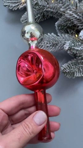 Red Tree Top, Old Christmas Top, Glass Christmas Tree Topper, Vintage Xmas Decoration - Etsy