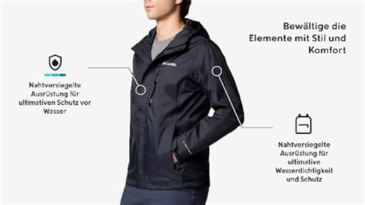 Columbia Herren Pouring Adventure 3 Jacket Wasserdichte Regenjacke (1er Pack)