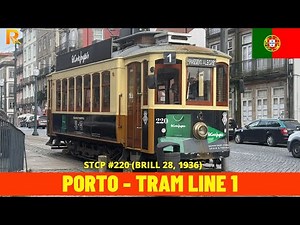 Cab Ride on Porto’s Vintage Tram Line 1 (Elétricos do Porto, Portugal) train driver's view 4K