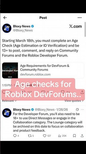 Roblox expands AGE CHECKS to DevForum #roblox