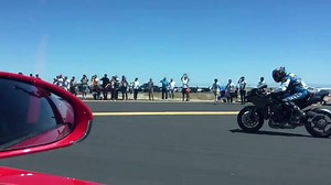 Bugatti Veyron walked by Kawasaki H2R on airstrip - in-car vantage point. Full Race Vids: http://bitly.com/1FnHdEk Sport Rider Magazine x Omega Motorsport Events collab | European Car Magazine