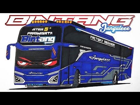 Drawing the Star bus jetbus 5 telolet Basuri Strobe eyes, How to draw the telolet Basuri bus
