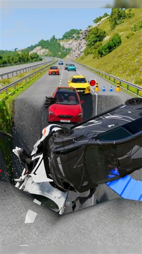 Rainbow Cars vs Death Hole - BeamNG.drive #beamng #beamngdrive #shorts