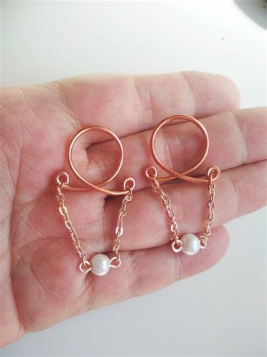 Rose Gold Non Piercing Nipple Rings: Pearl Dangle Chains, BDSM Jewelry - Etsy