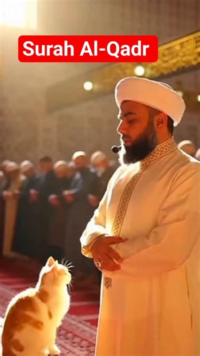 When Even a Cat Listens to the Quran 🐱 Beautiful Mosque Moment #SurahAl_Qadr #shorts