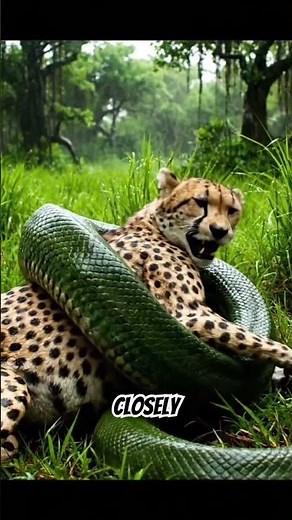 Cheetah vs Anaconda 🐆🐍 #WildlifeShorts #wildlife