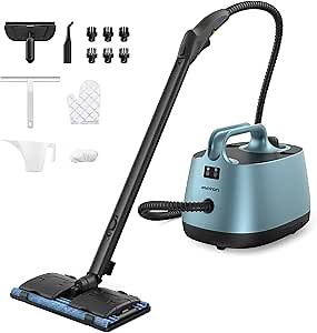 Aspiron Steamer with 21 Accessories, Portable Multipurpose Steam Cleaner for Car 5 Mins Heating with 1.5L Tank, Heavy Duty Steam Cleaner Carpet and Upholstery, Floors, Tiles, Car
