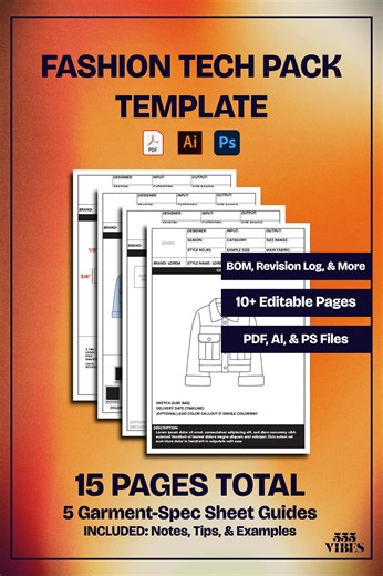 Streetwear Tech Pack Template | Adobe Illustrator, PDF, PSD | Clothing Line Template | Fashion Startup - Etsy