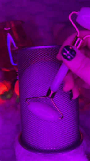 Rolling a jade roller on a textured metal cup - slow no talking asmr #notalkingasmr #asmrnotalking #jaderollerasmr #metalasmr #slowasmr