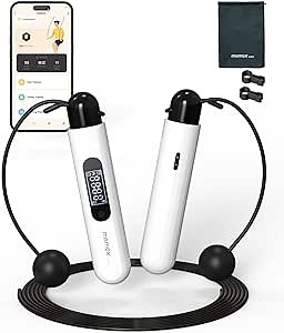Jump Ropes for Fitness, Cordless Skipping Rope with APP, Adjustable Workout Jump Ropes with Counter, Digital Jump Rope for Men Women Kids, Indoor Outdoor Home Gym Exercise, Smart Hop