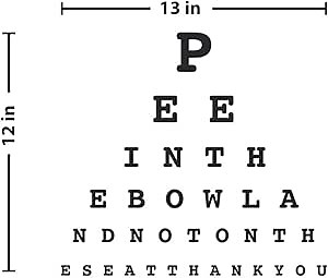 Vision Eye Test Chart Bathroom Vinyl Wall Decal Sticker for Home Decor, Black (12x13 inches)