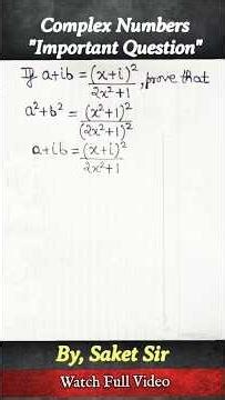 Complex Numbers Important Question-"Explained" | Class 11 | By, Saket Sir #shorts #shortsfeed #maths