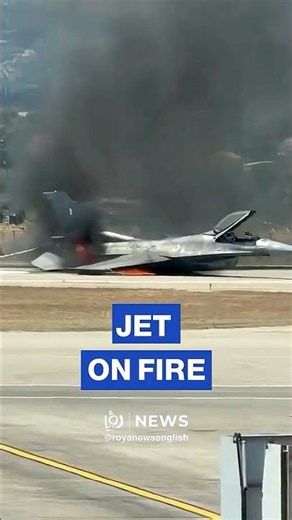 Fire engulfs Greek fighter jet after emergency landing