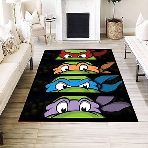 Cartoon Turtle Heroes Rug, Colorful Masked Character Eyes Design Floor Decor for Kids Room, Fun Playroom Carpet, Unique Home Style Accents - Etsy
