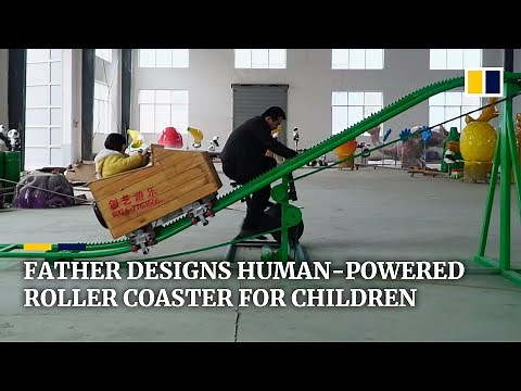 Chinese father designs human-powered roller coaster for children