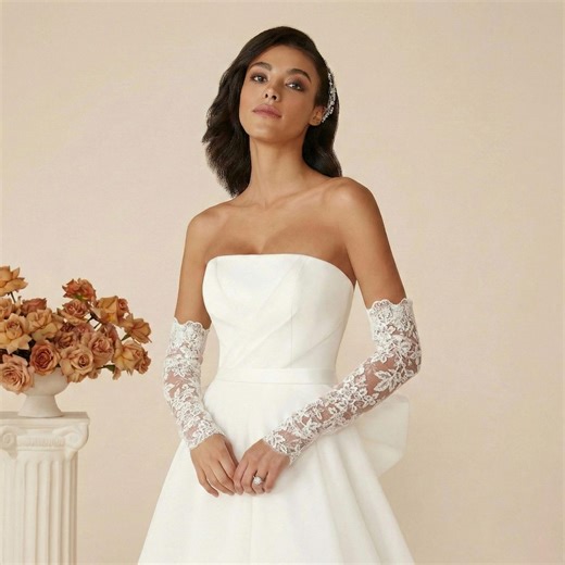 Lace Bridal Gloves, Long Wedding Sleeves, Sheer Fingerless Arm Gloves for Bride - Etsy Australia