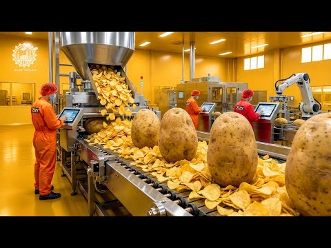 Inside The Potato Chips Factory - From Raw Potatoes to Stacked Potato Crisps (Full Process)