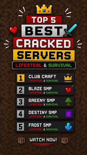 Top 5 Best Cracked Minecraft Lifesteal & Survival Servers | 2026 (IP+PORT)