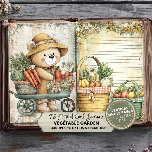 Vegetable Garden Junk Journal Pages: Vintage Gardening Ephemera (digital Download, Letter Full Size) - Etsy
