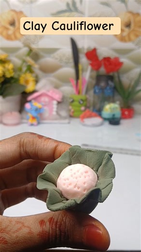 DIY clay cauliflower. #shorts #claycrafts.