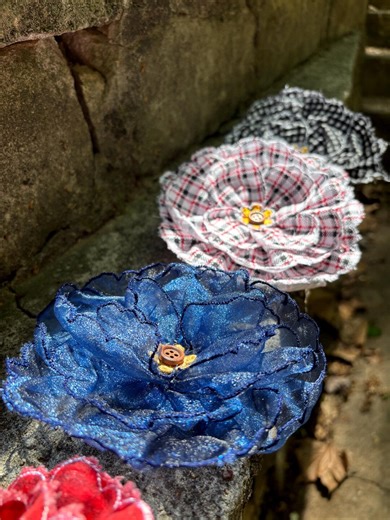 Handmade Fabric Flower Pin Brooch, Rosette, Vintage, Boho - Etsy