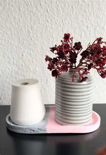 Create a Stunning Pink and Gray Air Dry Clay Tray