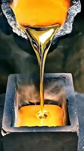 The process of making bars by collecting gold from the mountains