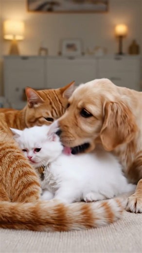 This Tiny Kitten Is Surrounded by Pure Love 😭🐱🐶”#shorts #cat #catvideos #kitten #cute #shortsfeed