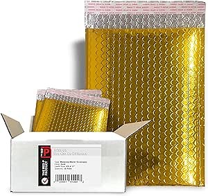Bubble Mailer Envelop 8.5x12, 25 pack Gold, Strong Padding, Metalized/foil, Thermal Insulated Envelopes, Self Seal, Waterproof, Cold Shipping food Package, 100% opaque, useful size 8.5x11 (8.5"x11")