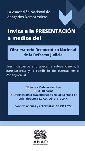 Conoce nuestra convocatoria para participar en la mejor implementación de la Reforma Judicial. ￼ | ANAD México | Facebook