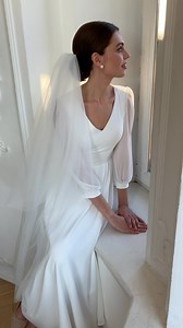 Short wedding dresses with long sleeves — perfect for elopement, winter weddings, and modern city hall brides 🤍 🕊️ Customization and worldwide shipping | Piondress