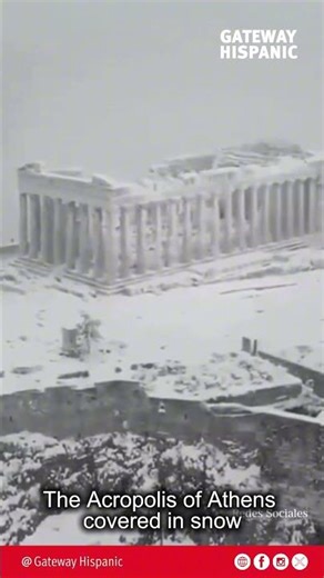 The Acropolis of Athens covered in snow