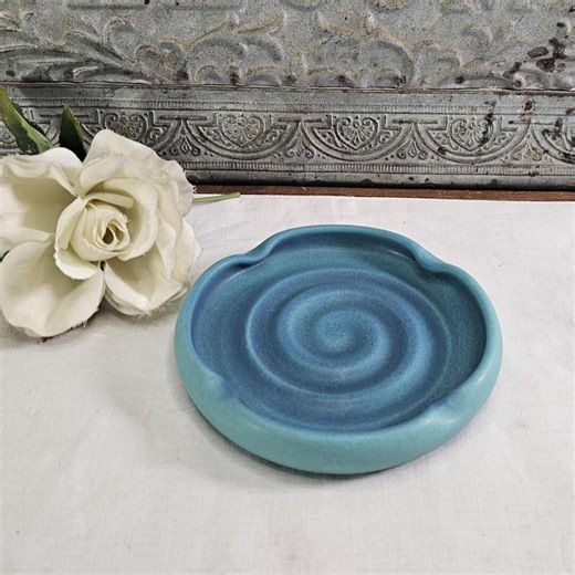 Vintage Van Briggle Pottery Spiral Ashtray in Turquoise Hues - Etsy