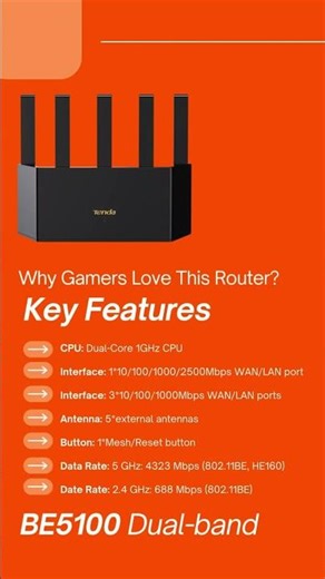 Tenda TE6L Pro - BE5100 Dual-Band Wi-Fi 7 Router(2.5GE) Best fit for Gamers #gamingrouter