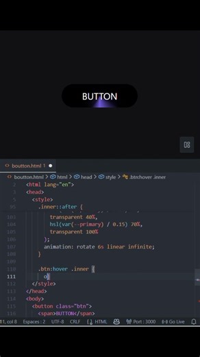 button with hover effect using css html #shorts #cssanimation #trending #coding