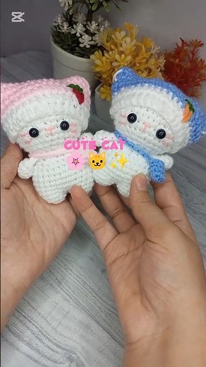 crochet cute cat keychain 🐱✨🌸 # #crochet #diykeychain #crochetcat