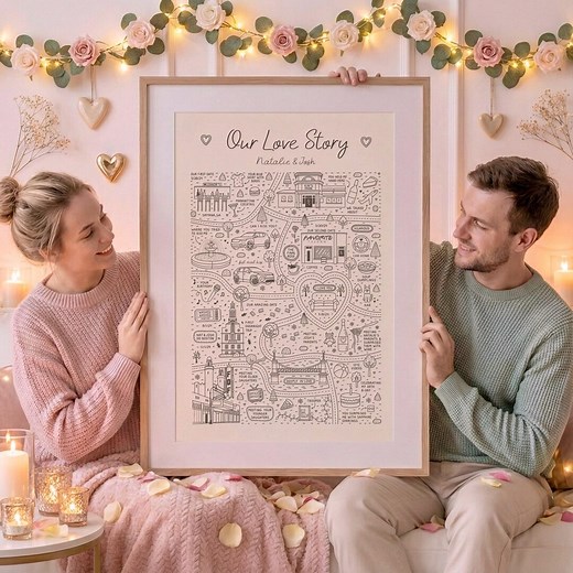 Custom Love Story Map – Hand-drawn Relationship Timeline Roadmap (digital File) - Etsy