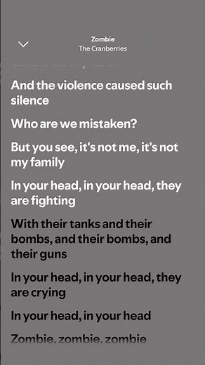Zombie - The Cranberries (lyrics) #song #music #lyrics #fyp #whatsappstatus